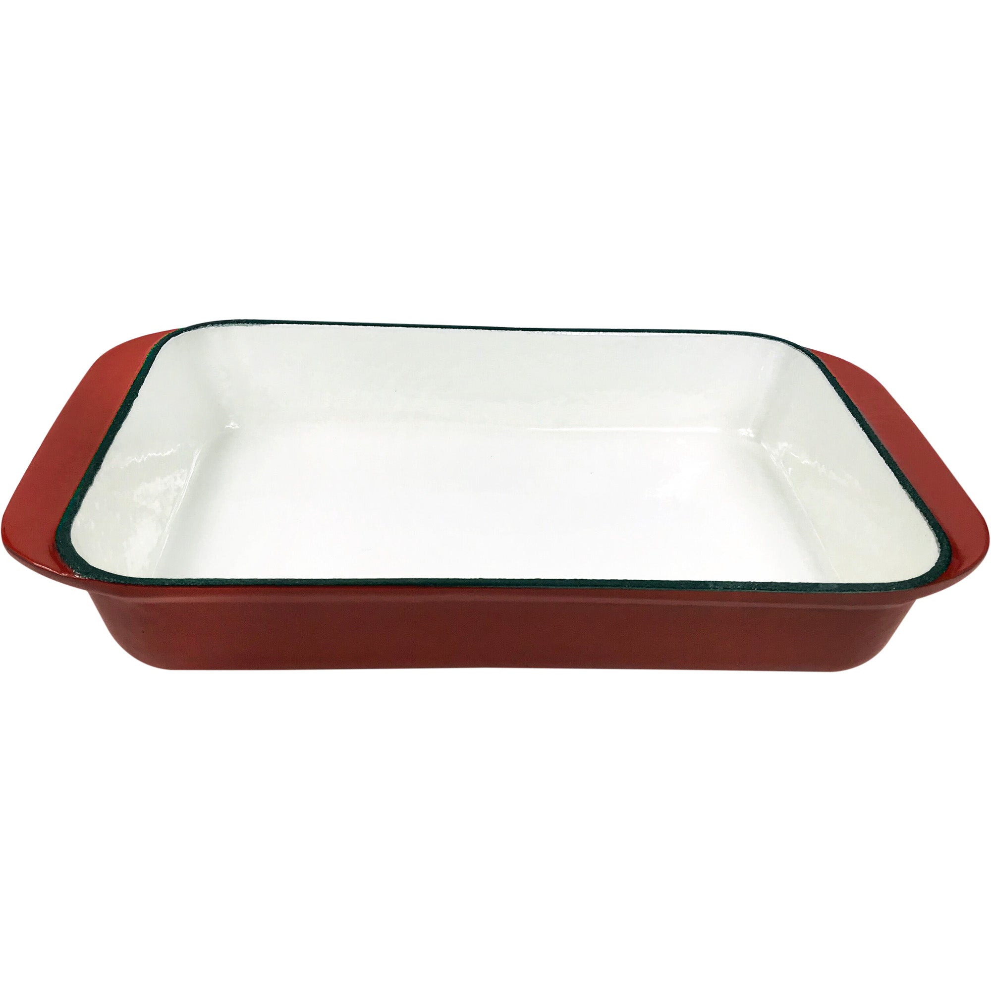 Enameled Cast Iron Rectangular Roaster, Casserole Dish, Lasagna Pan, Deep Roasting Pan - Red